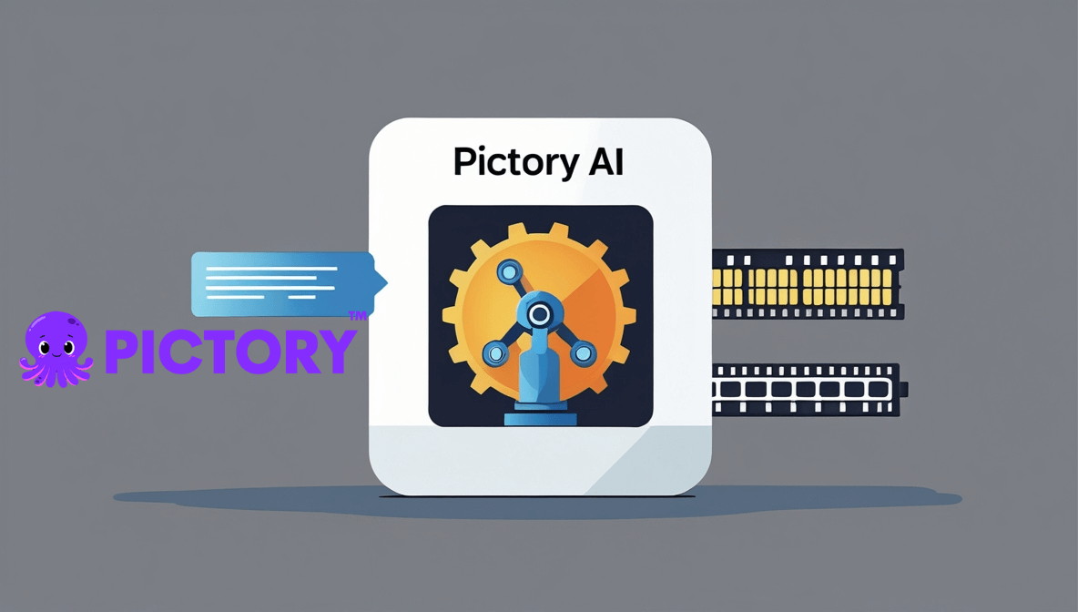 A visual representation showing how Pictory AI transforms text content into video