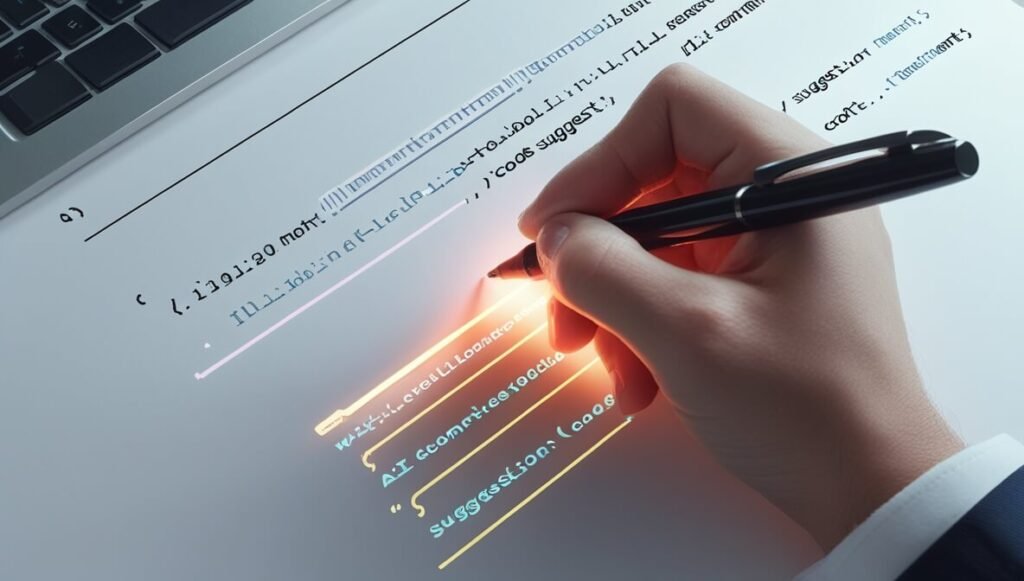 GitHub Copilot is an AI tool that suggests and completes code as a developer writes, speeding up code generation.