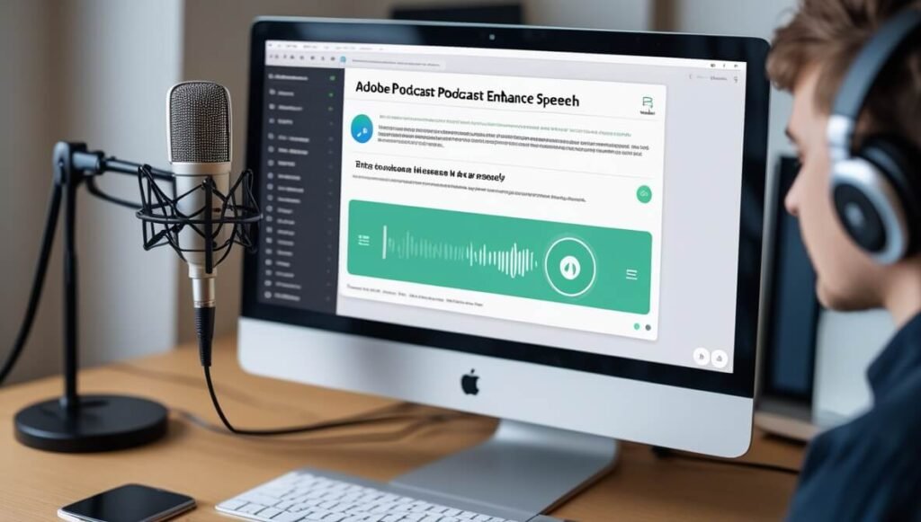 Adobe Podcast Enhance Speech simplifies noise reduction and audio cleanup for voice recordings.