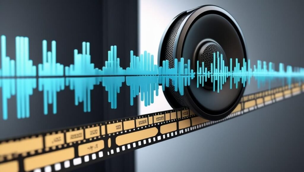 Depicts the Descript AI tool automatically transcribing audio from video and syncing the text to create accurate subtitles, dramatically simplifying the manual workflow