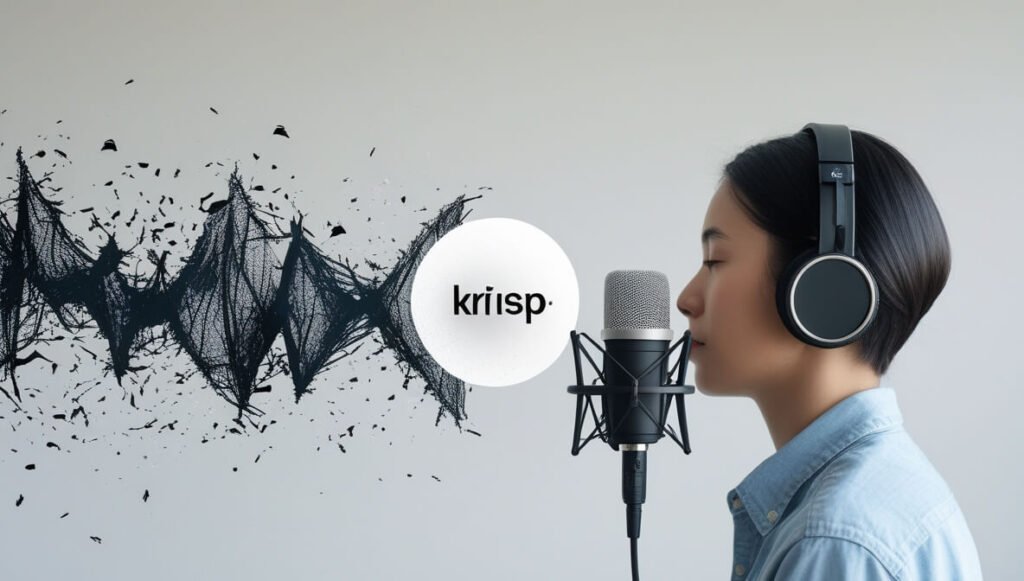 Krisp eliminates background noise and echo from audio, providing clean sound for recordings and communication.