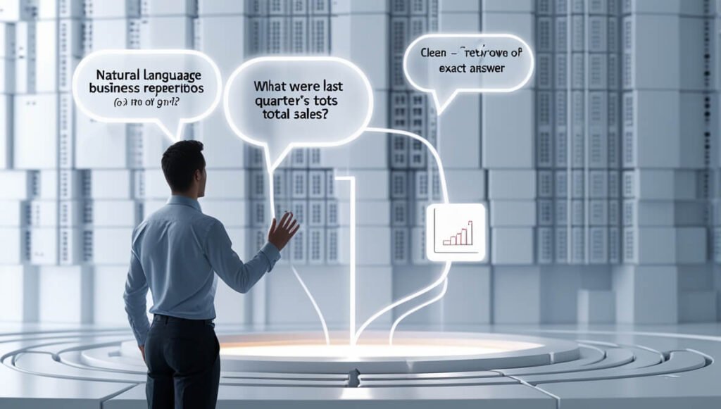Vanna AI translates natural language business questions into database queries to retrieve specific data for analysis and business intelligence.
