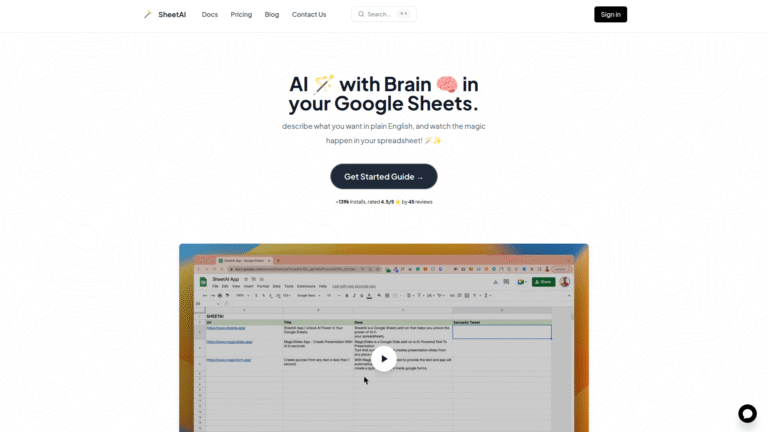 SheetAI as Excel and Google Sheets tool screenshot