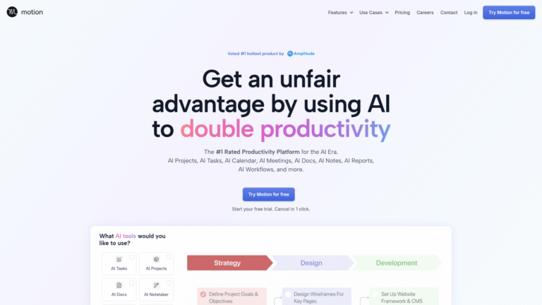 Motion as Calendar and Meeting Automation tool screenshot