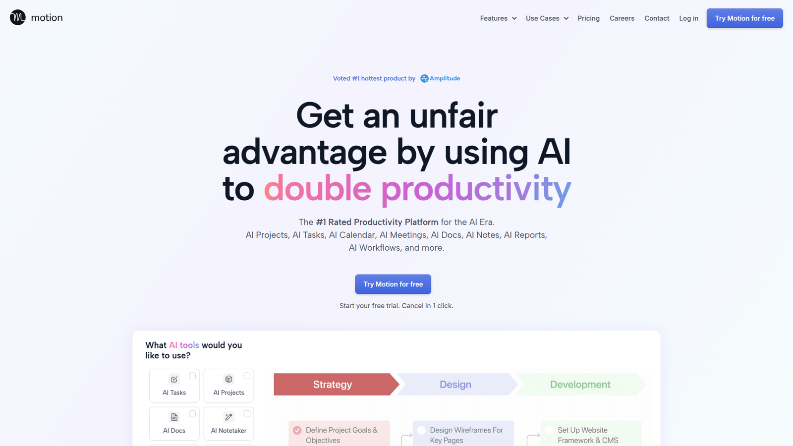 Motion as Calendar and Meeting Automation tool screenshot