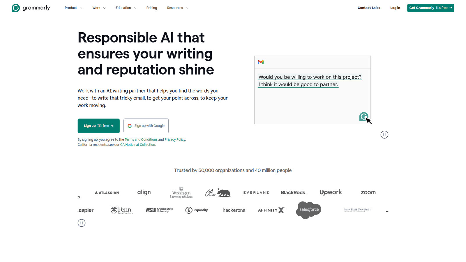 Grammarly as Grammar Correction and Paraphrasing tool screenshot
