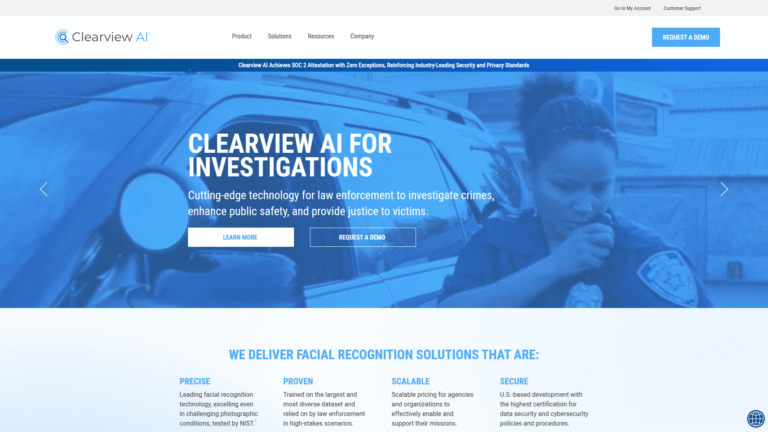 Clearview AI as Facial Recognition and Verification tool screenshot