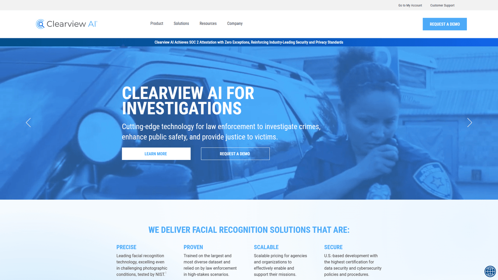 Clearview AI as Facial Recognition and Verification tool screenshot
