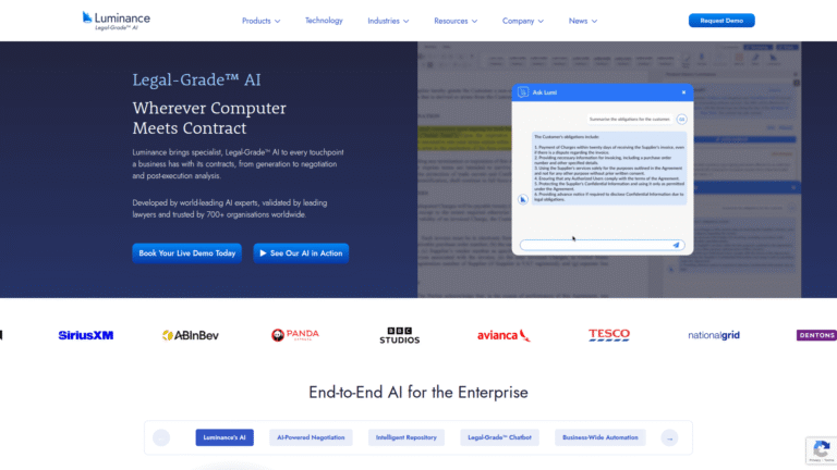 Luminance as Contract Review and Analysis tool screenshot