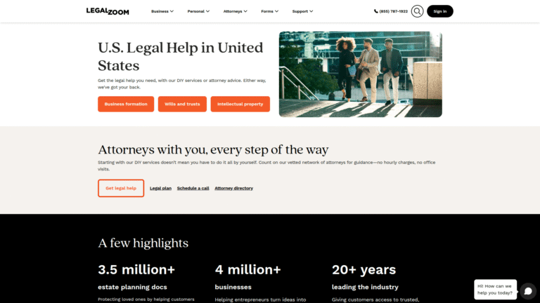 LegalZoom AI as Legal Document Generation tool screenshot