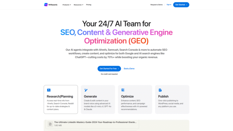 Writesonic as Blog Posts and Article Generation tool screenshot