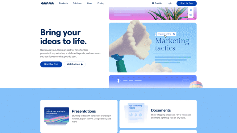 Gamma as Presentation Design tool screenshot