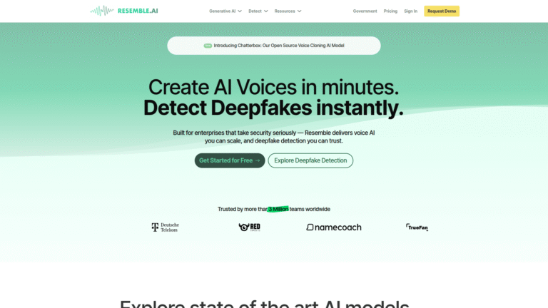 Resemble as Voice Cloning tool screenshot