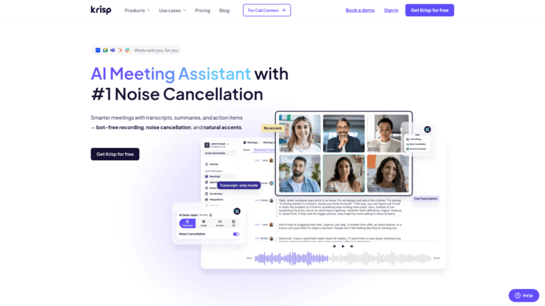 Krisp as Noise Reduction and Audio Cleanup tool screenshot