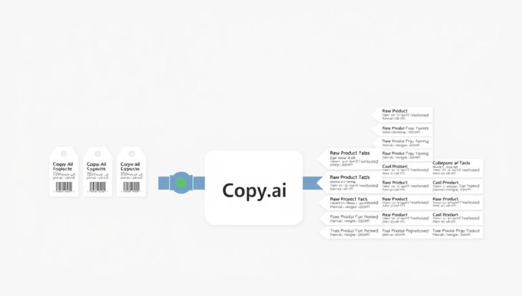 Explains that the Copy.ai rapidly generates product descriptions from basic information.