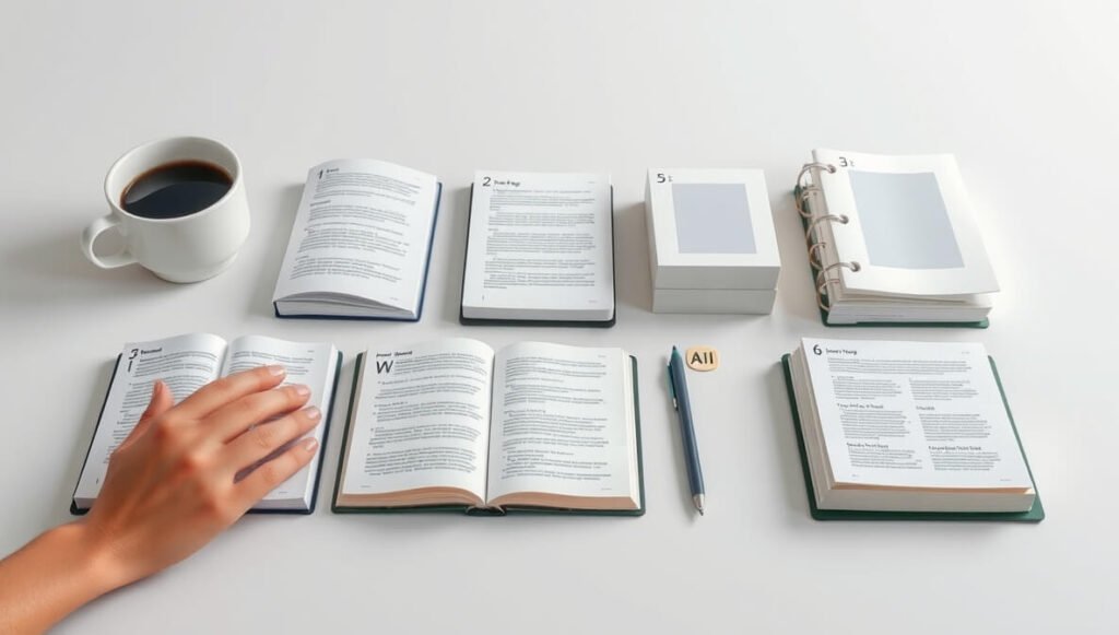 Represents how Canva's AI tools simplify eBook formatting and design by organizing content elements effortlessly.