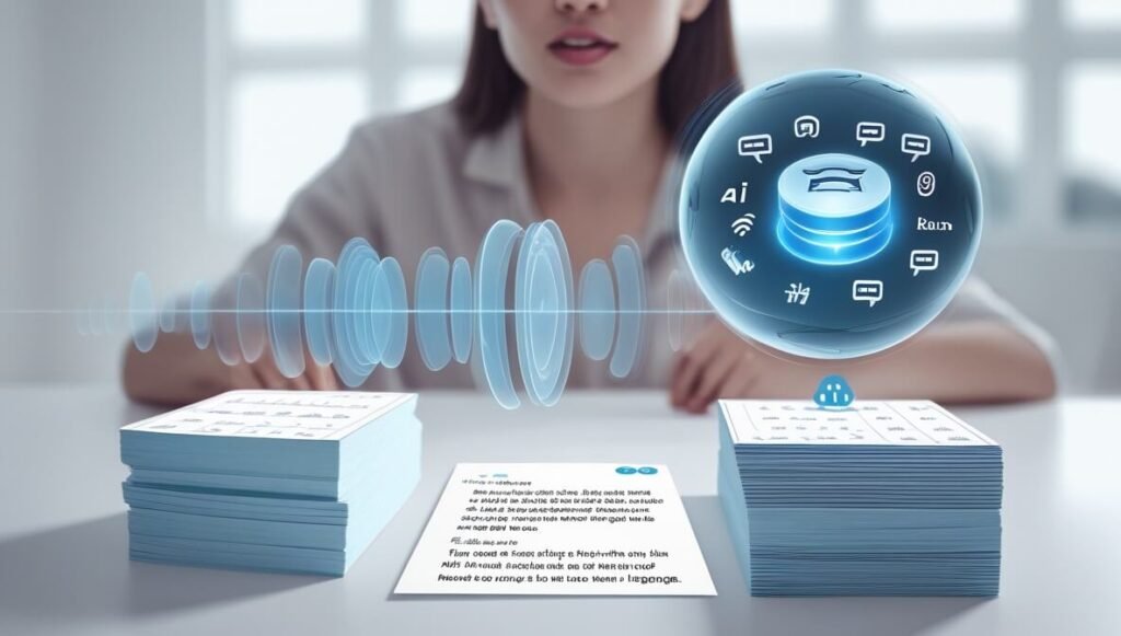 Speak AI transcribes spoken language, analyzes patterns like vocabulary use and potential pronunciation issues, and extracts key information to provide learners with actionable feedback for improving their language skills.