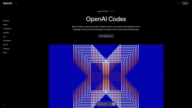 Codex as AI Code Generation tool screenshot