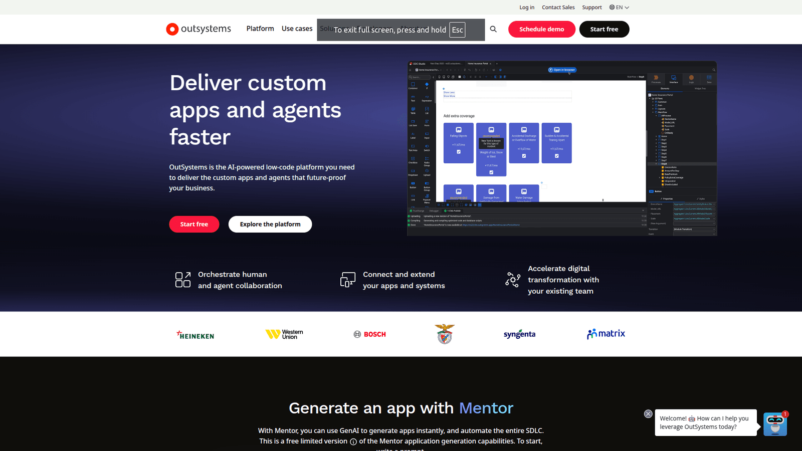 OutSystems as No Code and Low Code tool screenshot