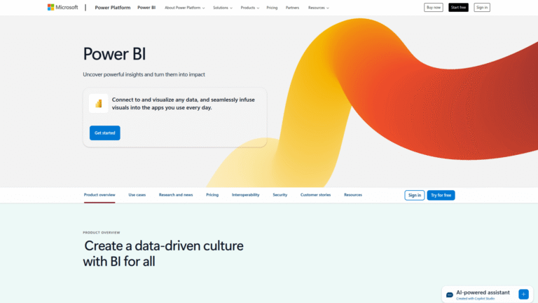 Power BI Copilot as AI Dashboard Generation tool screenshot