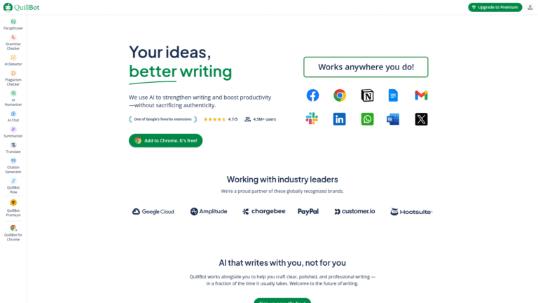 QuillBot as Grammar Correction and Paraphrasing tool screenshot