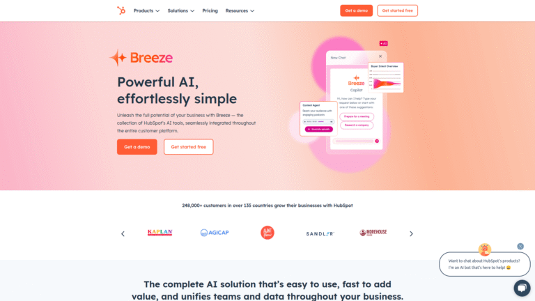 HubSpot Breeze as CRM Integrated AI Support tool screenshot