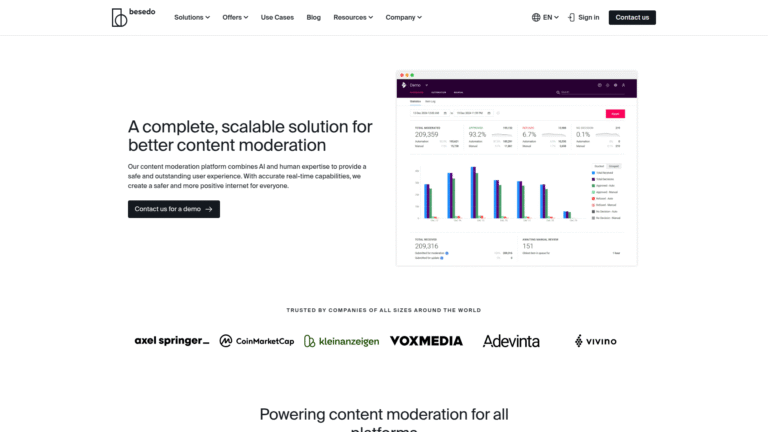 Besedo as Inappropriate Content Flagging tool screenshot