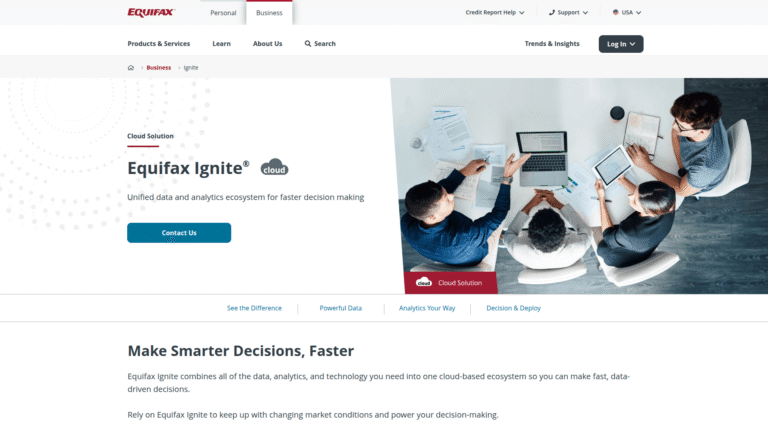 Equifax Ignite as Credit Scoring and Analysis tool screenshot