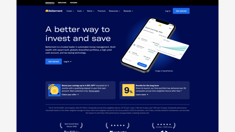 Betterment as Portfolio Optimization and Robo-Advisors tool screenshot