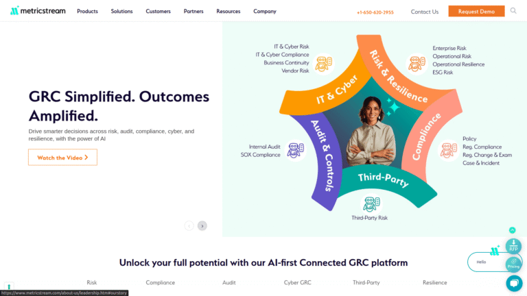 MetricStream as Risk Analysis and Management tool screenshot