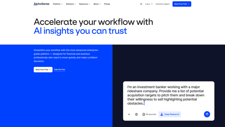 AlphaSense as Financial NLP and Sentiment Analysis tool screenshot
