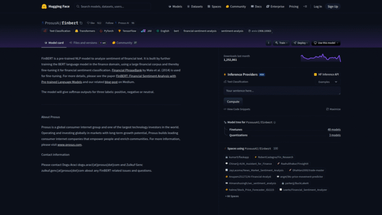 FinBERT as Financial NLP and Sentiment Analysis tool screenshot