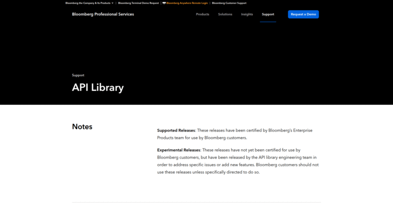 Bloomberg API as Data Feeds and Market Integration tool screenshot