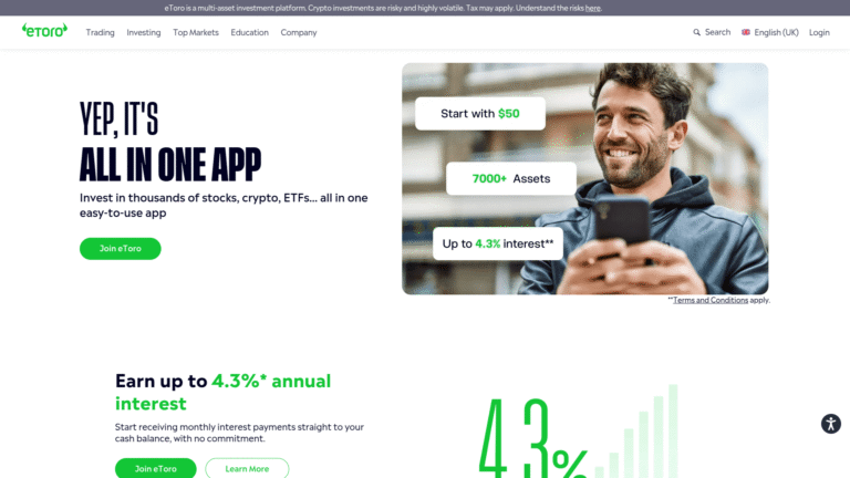 eToro as Retail and Institutional Trading Platforms tool screenshot