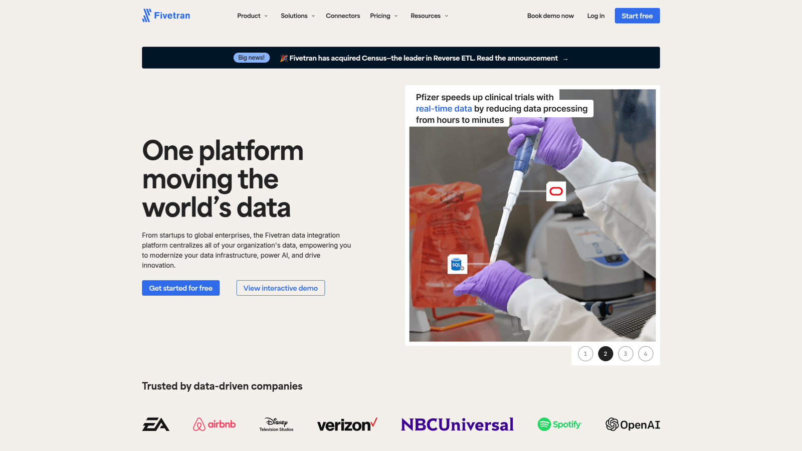 Fivetran as Data Sync tool screenshot
