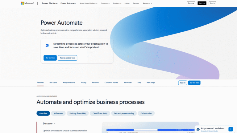 Power Automate as Business Process Automation tool screenshot