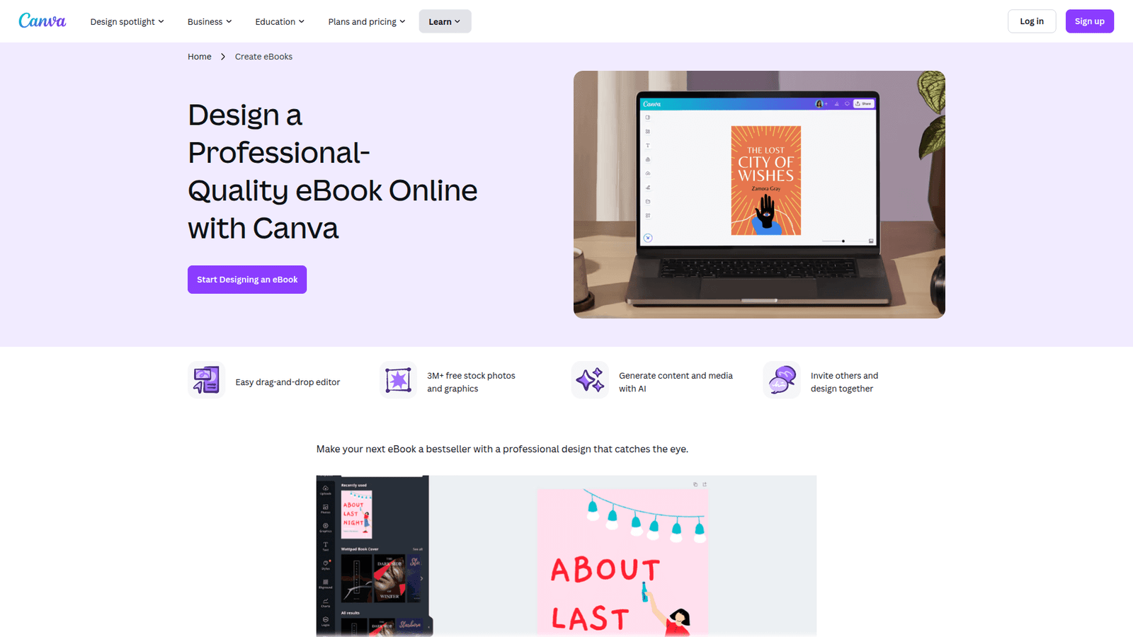 Canva as eBook Writing and Formatting tool screenshot