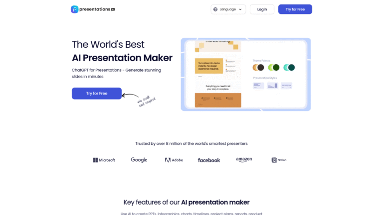 Presentations.ai as Presentation Design tool screenshot