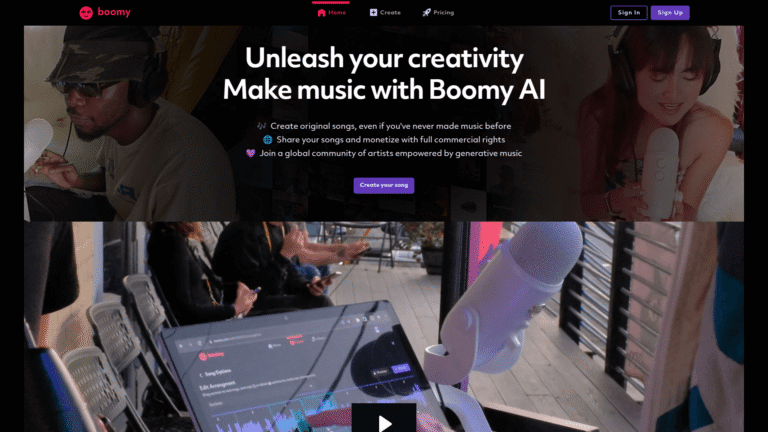 Boomy as AI Music Generation tool screenshot