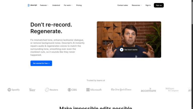 Descript Overdub as Voice Cloning tool screenshot