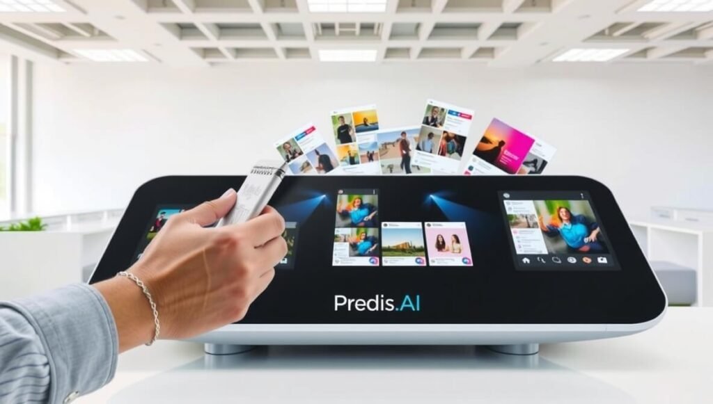 Predis.ai helps content creators generate social media posts by transforming raw ideas into polished copy and visuals for various platforms.