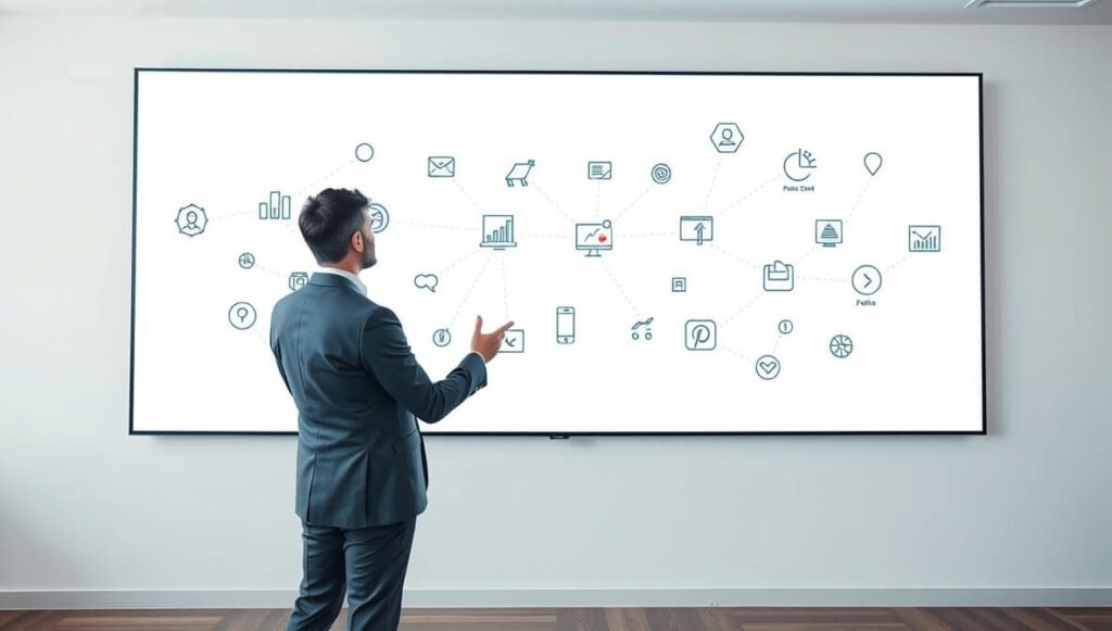 Prezi's AI helps users create dynamic, non-linear presentations by intelligently arranging and connecting visual elements for engaging and impactful communication.
