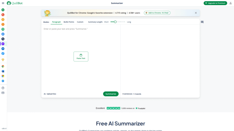 QuillBot Summarizer as Article Summarizing tool screenshot