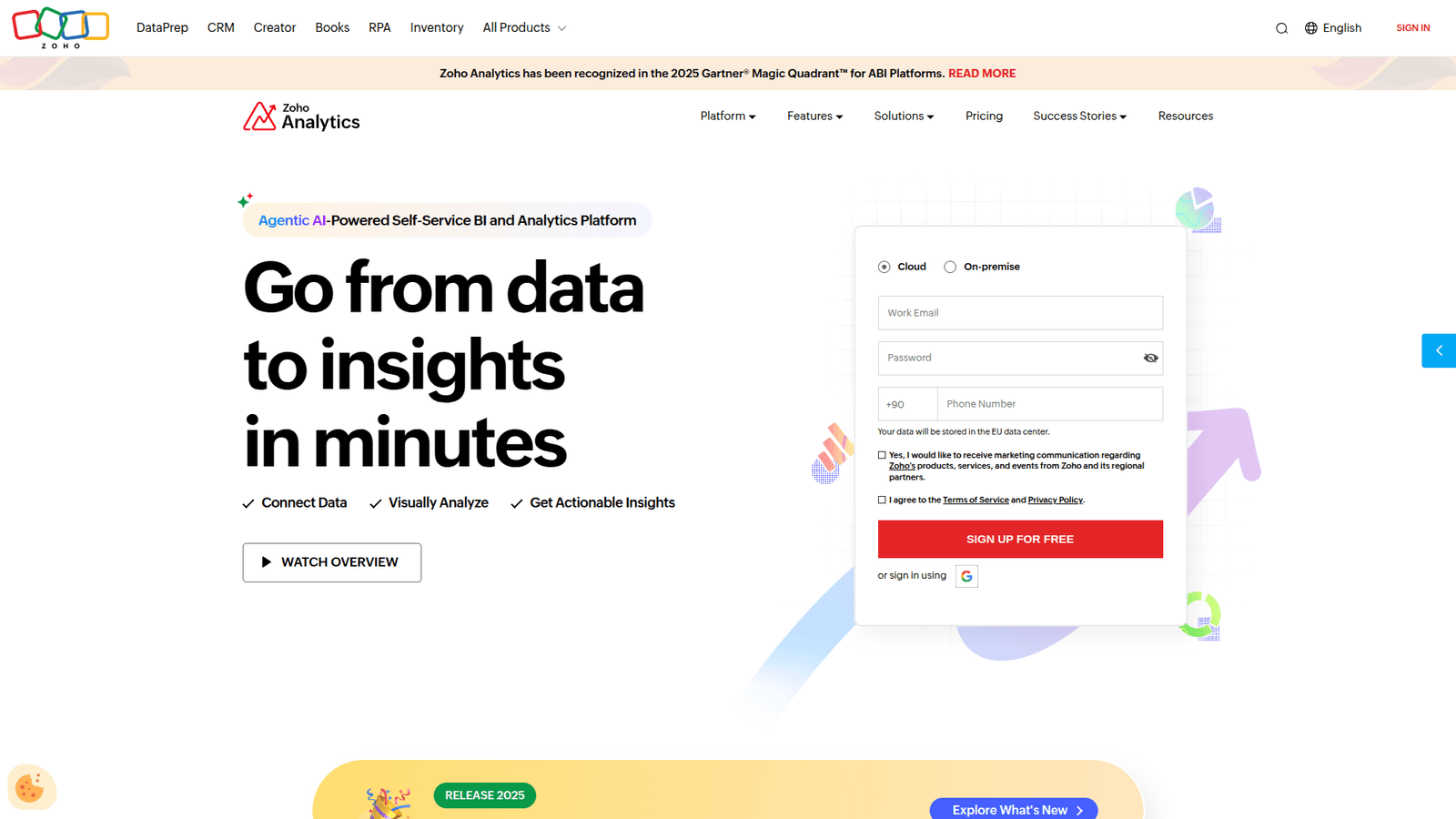 Zoho Analytics as AI Dashboard Generation tool screenshot