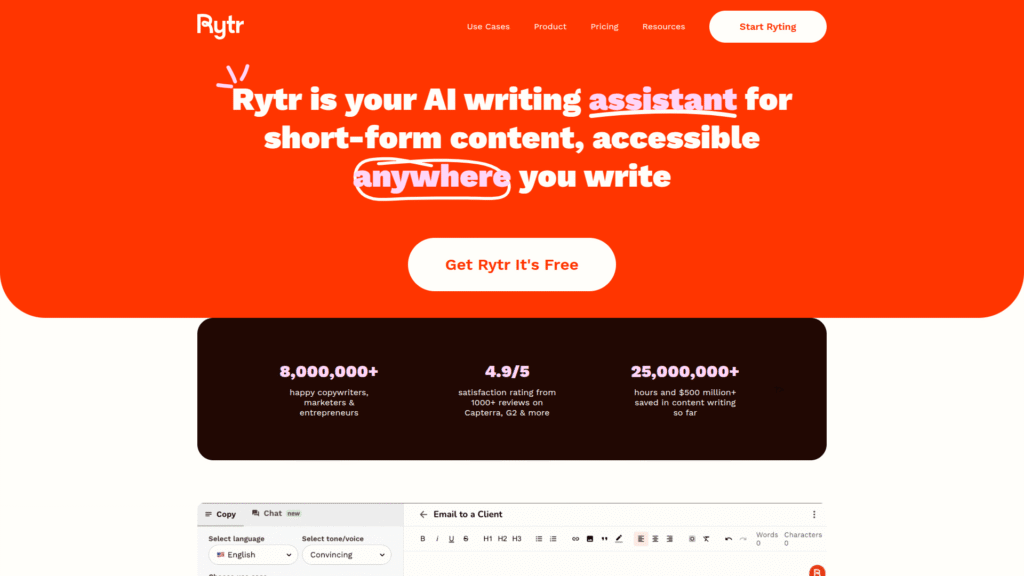 Rytr among AI blog writing tools