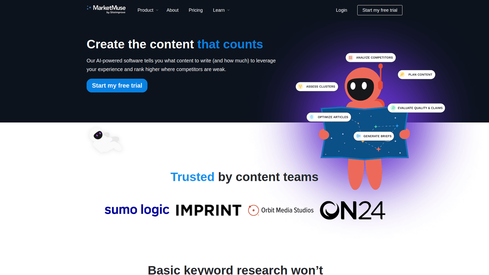 MarketMuse as SEO Content Optimization tool screenshot