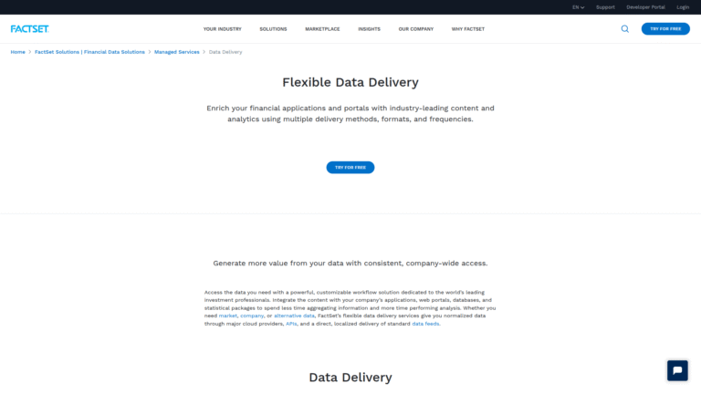 FactSet DataFeed as Data Feeds and Market Integration tool screenshot