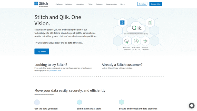Stitch as Data Sync tool screenshot