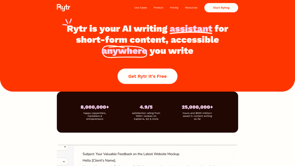 Rytr among AI script writing tools
