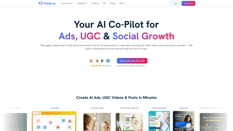 Predis.ai as Social Media Post Generation tool screenshot